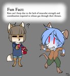 anthro barefoot beverage beverage_can blue_body blue_bottomwear blue_clothing blue_fur blue_hair blue_shorts blue_sweater blue_topwear bodily_fluids bottomwear brown_body brown_clothing brown_fur brown_shirt brown_topwear buckteeth cheek_tuft chibi clenched_teeth clothed clothing confusion digitigrade dipstick_tail duo facial_tuft feet female fur gloves_(marking) green_bottomwear green_clothing green_pants grey_body grey_fur grey_hair grey_nose hair leg_markings markings pants pink_nose question_mark red_eyes scared shirt shorts simple_background socks_(marking) soda standing sweat sweatdrop sweater tail tail_markings teeth text topwear tuft walking walking_away white_body white_fur foxboy83 tootaloo vixen_logic ferra_(vixen_logic) ratricia_(vixen_logic) canid canine fox mammal murid murine rat rodent tibetan_sand_fox true_fox colored digital_media_(artwork) english_text flat_colors hi_res