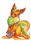 anthro ball bodily_fluids cum genital_fluids genitals male penis pokemorph red_eyes solo tail kosian nintendo pokemon eeveelution flareon generation_1_pokemon pokemon_(species)