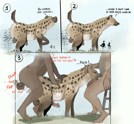 anal anal_penetration animal_genitalia animal_penis balls bestiality big_butt bodily_fluids butt cum cum_in_ass cum_in_mouth cum_inside double_penetration duo erection fellatio femboy feral feral_penetrated forced gangbang genital_fluids genitals group group_sex huge_butt human_on_feral human_penetrating human_penetrating_feral hyaenid_genitalia hyaenid_penis interspecies looking_pleasured male male/male male_on_bottom male_on_top male_penetrated male_penetrating male_penetrating_male multiple_positions nude on_bottom on_top oral oral_penetration penetration penile penile_penetration penis penis_in_ass plap profanity pseudo-penis rape sex spitroast tail text trio mr_devon human hyena mammal absurd_res comic english_text hi_res