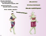5:4 absurd_res alternate_costume anthro big_breasts bottomwear breast_growth breasts brown_hair clothed clothing clothing_swap colored confusion dialogue diethyl english_text expansion female flower gender_transformation generation_2_pokemon green_body green_eyes growth hair hair_shrinking happy hi_res human hypnosis male mammal meganium midriff mind_alteration mind_control mtf_transformation nintendo personality_change plant pokemon pokemon_(species) scent sequence skirt smelling_flower solo species_transformation text thick_thighs thigh_expansion transformation