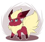 big_tail blue_eyes female feral fluffy simple_background smile smirk solo tail brp-art fakemon nintendo pokemon pinsel_rhead eeveelution flareon generation_1_pokemon pokemon_(species) absurd_res hi_res