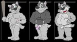 anthro barefoot black_body black_clothing black_fur black_hoodie black_nose black_topwear bottomless bottomless_male briefs briefs_only clothed clothing cup_(sports) drawstrings feet frown fur genitals grey_body grey_fur groping_crotch holding_baseball hoodie jockstrap male open_mouth penis pink_penis self_grope sharp_teeth solo teeth teeth_showing tighty_whities tongue_showing topless topwear underwear underwear_only white_body white_briefs white_clothing white_fur white_jockstrap white_underwear brucebadger bruce_(brucebadger) badger mammal mustelid musteline alpha_channel