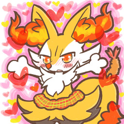 ambiguous_anthro ambiguous_gender anthro biped blush clothed clothed_ambiguous clothed_anthro clothing dipstick_tail food front_view heart_symbol looking_at_viewer markings object_in_tail open_mouth outline shrimp_(food) snout solo standing tail tail_markings annyui0611 nintendo pokemon braixen canid generation_6_pokemon mammal pokemon_(species) 1:1 2022 digital_drawing_(artwork) digital_media_(artwork) full-length_portrait hi_res japanese_description portrait translated_description