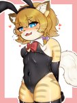 anthro blush blush_lines bunny_costume clothing costume female heart_symbol solo o9sritetyo cookie_(touhou) touhou marisa_kirisame meguru_(cookie) domestic_cat felid feline felis mammal 3:4 absurd_res hi_res