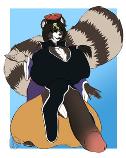 anthro balls big_balls big_breasts big_penis breasts clothed clothing erection fluffy fluffy_tail fur genitals green_eyes gynomorph hair headgear headwear huge_balls huge_breasts huge_penis hyper hyper_balls hyper_genitalia hyper_penis intersex looking_at_viewer paper penis simple_background solo tail text text_on_clothing text_on_headwear vampire_costume mrhexsins canid canine mammal raccoon_dog tanuki vampire digital_media_(artwork) hi_res