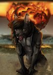 anthro apocalypse bomb explosion explosives madness male post-apocalyptic solo hedax canid canine canis coyote dobermann domestic_dog german_shepherd herding_dog mammal pastoral_dog pinscher digital_media_(artwork) hi_res