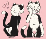 :3 anthro arm_tuft black_body black_fur black_tail blush butt butt_markings chest_tuft countershading emanata fur genitals hair hair_over_eyes hand_in_hair hanging_penis heart_symbol male markings multicolored_body multicolored_fur multiple_poses navel nipples penis pink_background pose raised_tail rear_view shaking_butt shoulder_tuft simple_background smile solo tail tail_markings touching_hair tuft white_body white_fur white_hair white_tail popstick pop_(popstick) domestic_cat felid feline felis mammal 2023 2d_animation animated digital_drawing_(artwork) digital_media_(artwork) no_sound short_playtime webm