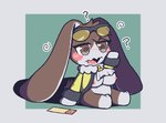 anthro big_breasts blush blush_lines blush_stickers breasts brown_body brown_fur countershading eyewear female fur hand_on_face implied_transformation open_mouth simple_background sitting solo spiral_eyes sunglasses transformation oagoner honkai:_star_rail mihoyo jaki-kun_(character) pom-pom_(honkai:_star_rail) aliasing alternate_version_at_source digital_media_(artwork)