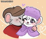 blush canon_couple duo eyes_closed female heart_symbol hug kissing_cheek love male nuzzling smile tamagoneko disney the_rescuers_(disney) bernard_(the_rescuers) miss_bianca_(the_rescuers) mammal mouse murid murine rodent