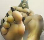 4_toes abs anthro barefoot biceps biped black_claws blue_eyes bright_eyes claws clothed clothing collar ear_piercing feet foot_focus foreshortening looking_at_viewer low-angle_view lying male mane muscular muscular_anthro muscular_male navel on_back paws pecs piercing plantigrade simple_background soles solo toe_claws toes topless underwear white_background worm's-eye_view dalluwn felid lion mammal pantherine 2017