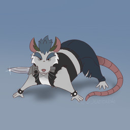 4_toes bottomwear clothing dot_eyes feet feral grey_body knife pants pink_nose simple_background simple_eyes solo toes muzzable brok_the_investigator celsius_strays cowcat_games squealers_chief mammal murid murine rat rodent 1:1 2026