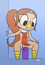 bouncing_breasts breasts brown_hair dildo dildo_sitting female front_view genitals hair masturbation mostly_nude nipples penetration ponytail pussy scarf sex_toy solo toying_self vaginal vaginal_masturbation vaginal_penetration yopy nintendo the_legend_of_zelda wind_waker medli animal_humanoid avian avian_humanoid humanoid rito rito_humanoid 2020 2d_animation animated frame_by_frame hi_res loop no_sound short_playtime webm