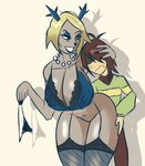 age_difference anthro antlers bent_over big_breasts blonde_hair blue_clothing blue_eyes blue_eyeshadow blue_underwear bodily_fluids bra breasts brown_body brown_hair butt cleavage clothed clothed_male clothing clothing_aside curvy_figure duo eyeshadow female female_on_human from_behind_position garter_straps grin hair hair_over_eyes half-closed_eyes hand_on_head hand_on_leg hand_on_thigh head_grab holding_clothing holding_object holding_panties holding_underwear horn human_on_anthro interspecies jewelry legwear light lingerie looking_at_another looking_down_at_another looking_down_at_partner makeup male male/female male_on_anthro mature_anthro mature_female narrowed_eyes necklace nervous nervous_sweat no_underwear obscured_eyes older_anthro older_female older_female_younger_male panties panties_aside partially_clothed partially_clothed_anthro partially_clothed_female presenting presenting_hindquarters seductive sex shadow simple_background smile stockings sweat sweater thick_thighs topwear underwear underwear_aside underwear_only undressing undressing_self white_background wide_hips younger_human younger_male sir_anci deltarune undertale_(series) carol_holiday kris_(deltarune) deer human mammal new_world_deer reindeer hi_res lighting shaded sketch