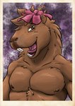 anthro chest_tuft flower incisors male nipples plant smile tongue tongue_out tuft conditional_dnp nanashi-arts capybara caviid mammal rodent