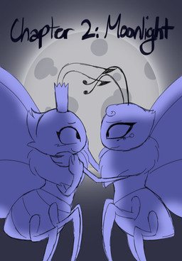 2_antennae 4_legs 4_wings antennae_(anatomy) arthropod_abdomen black_antennae blush canon_x_oc closed_smile crown duo eye_contact eyelashes female female/female flying freckled_face freckles full_moon hand_on_cheek head_tuft headgear insect_wings lepidopteran_wings looking_at_another moon mouth_closed multi_wing night quadruped ruff side_view sky smile text tuft wings astromonkeyking disney hoppers_(disney) pixar esther_(astromonkeyking) fan_character titus_(hoppers) arthropod butterfly insect lepidopteran 2026 cover_art digital_drawing_(artwork) digital_media_(artwork) english_text hi_res spot_color