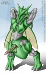 3_toes anthro balls biped claws erection feet genitals insect_wings looking_at_viewer male muscular muscular_anthro muscular_male penis pose smile solo standing teeth toes wings dracovar_valeford nintendo pokemon arthropod generation_1_pokemon insect pokemon_(species) scyther