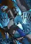 5_fingers anthro bdsm blue_body blue_internal blue_skin blue_tail blue_tongue bodily_fluids bondage bound brown_hair claws collar countershading female fingers fur grey_body grey_fur hair missing_arm panel_skew partial_transformation saliva saliva_on_face solo spiked_collar spikes tail tears teeth teeth_showing tongue transformation pankallisti circe_(pankallisti) mammal murid murine rat rodent comic hi_res