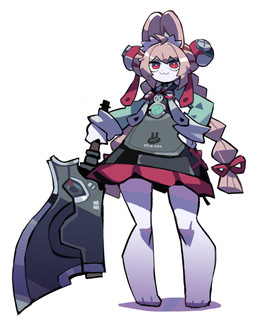 3_toes ahoge anthro axe barefoot braided_hair claws clothing dress ear_piercing eyebrows feet female female_anthro fur hair inner_ear_fluff loli long_hair looking_at_viewer pawpads paws piercing pigtails pink_hair pupils red_eyes simple_background smile solo thick_eyebrows toes tongue tongue_out tuft twin_braids weapon white_background white_body white_fur white_pupils young niking mihoyo zenless_zone_zero zhao_(zenless_zone_zero) lagomorph leporid mammal rabbit thiren 2025 character_request digital_media_(artwork) hi_res adult_(lore)