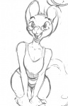 anthro bald breasts clothing eyewear female glasses panties shirt simple_background slim small_breasts smile solo tail tank_top thick_tail topwear underwear white_background smekbo olga_hulhova mammal mouse murid murine rodent 9:14 monochrome sketch