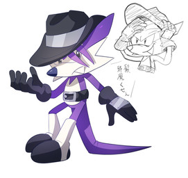 anthro cowboy dark fur male purple_body purple_fur solo plus2sf classic_sonic_(universe) sega sonic_the_hedgehog_(series) fang_the_hunter dipodid jerboa mammal rodent hi_res