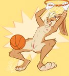 4_toes anthro ball basket basketball basketball_(ball) breasts container digital_media_(artwork) feet female genitals lagomorph leporid lola_bunny looney_tunes mammal nicnak044 nipples nude paws pussy rabbit small_breasts solo toes warner_brothers