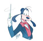 anthro baton black_nose bow_tie buckteeth clothed clothing conductor gloves hand_behind_back handwear holding_object male open_mouth open_smile simple_background smile solo teeth white_background white_clothing white_gloves white_handwear cello2424 disney goofy_(disney) canid canine canis domestic_dog mammal 2019 colored_sketch sketch