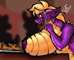 anthro asphyxiation assassination banquet big_breasts blood bodily_fluids breasts feast female huge_breasts imminent_death nosebleed poison poisoned queen queen_sepulveda royalty snuff solo swelling swollen_breasts averysmallpirate mythology dragon mythological_creature mythological_scalie scalie hi_res