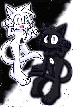 bangs barefoot big_breasts big_butt black_eyes black_hair breasts butt chest_fur duo feet female hair male male/female nude simple_background thick_thighs white_eyes white_hair wide_hips xxkenthewolfxx sega sonic_the_hedgehog_(series) fan_character domestic_cat felid feline felis mammal absurd_res black_and_white hi_res monochrome