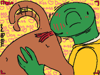 anal anthro bestiality blush clothed clothed_sex clothing deep_rimming duo eyes_closed feral forked_tongue hoodie male male/male oral recording rimming sex simple_background tail tail_motion tailwag text tongue topwear qwaxi~lixard greenbean_gardener_(qwaxi~lixard) canid canine canis domestic_dog lizard mammal reptile scalie 4:3 colored english_text nonbinary_(lore)