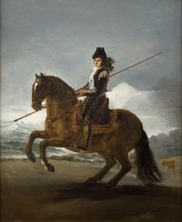 clothed clothing detailed_background duo feral hair hooves horseback_riding male realistic francisco_goya a_spearman_(goya) equid equine horse human mammal 1795 18th_century absurd_res ancient_art formal_art hi_res oil_painting_(artwork) painting_(artwork) traditional_media_(artwork) traditional_painting_(artwork)