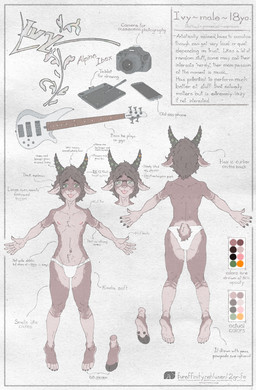 2_horns 5_fingers anthro bass_guitar blep border bulge camera cellphone chest_tuft clothed clothing curled_horn curly_hair drawing_tablet electronics eyebrows eyewear fingers flower furaffinity_handle furaffinity_logo glasses guitar hair hooves horizontal_pupils horn inner_ear_fluff leaf male markings messy_hair multicolored_body musical_instrument nails navel nipples notched_ear paws phone plant plucked_string_instrument profanity pupils ribbed_horn scut_tail short_tail solo stated_age string_instrument tail text thick_eyebrows tongue tongue_out topless tuft two_tone_body underwear vines wearing_glasses 2gr furaffinity ivy_(2gr) bovid caprine goat ibex mammal 2025 absurd_res digital_drawing_(artwork) digital_media_(artwork) english_text hi_res model_sheet