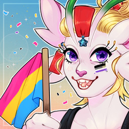 anthro asexual_pride_colors female humanoid_face lgbt_pride pansexual_pride_colors pride_colors solo greaserdemon pride_month_2025 fairy felid feline mammal 1:1 bust_portrait portrait nonbinary_(lore)
