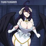 big_breasts bouncing_breasts breasts clothed clothing female halo_horns horn looking_at_viewer not_furry solo wings twistedgrim overlord_(series) albedo_(overlord) demon demon_humanoid horned_humanoid humanoid winged_humanoid 1:1 2d_animation animated frame_by_frame loop short_playtime