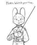 anthro belt bodily_fluids clothed clothing dialogue eyebrows eyelashes facial_scar female fur holding_melee_weapon holding_object holding_sword holding_weapon looking_at_viewer melee_weapon scar solo sweat sword text weapon us_cannonfodder mammal mouse murid murine rodent 2023 digital_drawing_(artwork) digital_media_(artwork) drawpile_(artwork) english_text greyscale half-length_portrait handwritten_text hi_res monochrome portrait sketch