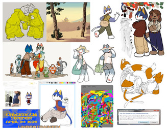 abstract_art anthro bag barefoot belt biped blue_body blue_fur bodypaint bottomwear brush clothing collar collared_shirt container countershading crossed_arms cup duo error_message face_paint feet female floor_mat footwear freckled_face freckles front_view fur fur_markings glass glass_container glass_cup gloves_(marking) grass hat headgear headwear holding_another holding_glass holding_object hoodie jacket leg_markings long_sleeves looking_at_another looking_at_viewer looking_back male markings messenger_bag mountain open_mouth outside oversized_clothing paint paint_palette paintbrush painted-on_face painting_(action) pants pattern_clothing pattern_topwear pawpads paws plant pose pottery pulling_up_topwear rear_view red_eyes ruff sandals scenery screencap shirt shoes short_sleeves shorts simple_background sitting sleeveless_shirt smile smock socks_(marking) solo standing sun_hat sweater tail text topwear tree turtleneck vase white_body white_fur yellow_inner_ear qs75834 animal_crossing nintendo blanca_(animal_crossing) digby_(animal_crossing) rover_(animal_crossing) rudy_(animal_crossing) canid felid human mammal digital_media_(artwork) english_text multiple_images photography_(artwork)