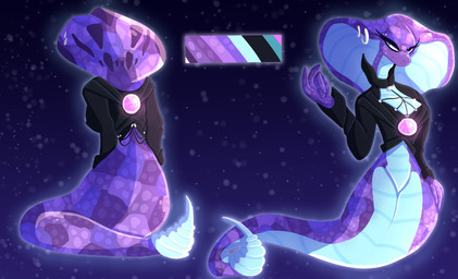 anthro apode big_breasts blue_body blue_eyes blue_skin breasts cleavage clothed clothing color_swatch eyelashes featureless_crotch female front_view furgonomics furry-specific_piercing gem legless mouth_closed piercing purple_body purple_scales raised_arm rattle_(anatomy) rear_view scales serpentine snake_hood snake_hood_piercing solo tail topwear tricktator glitch_(alphaserpentis) draconcopode naga pit_viper rattlesnake reptile scalie snake viper 2022 absurd_res digital_media_(artwork) hi_res model_sheet shaded