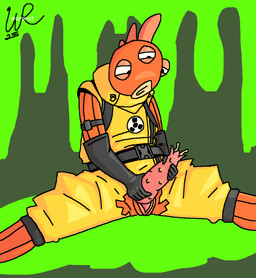 3_eyes 5_fingers anthro bottomwear buckle clitoris clothing fingers genitals gloves half-closed_eyes handwear latex latex_clothing latex_gloves latex_handwear looking_pleasured male masturbation multi_eye mutated narrowed_eyes penis radiation radiation_suit radioactive simple_background sitting slime solo spread_legs spreading torn_bottomwear torn_clothing unusual_anatomy unusual_clitoris unusual_genitalia unusual_penis warprat epic_games fortnite blinky_(the_simpsons) blinky_fishstick_(fortnite) fishstick_(fortnite) aquatic fish 2025 watermark