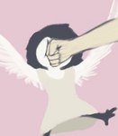 2019 ambiguous_gender avian bird clothed clothing digital_media_(artwork) disembodied_hand duo feathers feet female female_focus fist hair horned_owl owl punch snowy_owl solo_focus talons thousandfoldfeathers toes true_owl vivian_rose white_body white_feathers wings