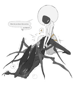 6_eyes 8_arms all_fours alternate_form anal anal_penetration anthro anthro_penetrated biped black_body blush bodily_fluids breath dialogue drooling duo empty_eyes female female/female female_penetrated female_penetrating female_penetrating_female female_penetrating_male genital_fluids heart_symbol humanoid_on_anthro humanoid_penetrating humanoid_penetrating_anthro kneeling male male/female male_penetrated mouthless multi_arm multi_eye multi_limb nude object_in_ass pegging penetration saliva sex sex_toy sex_toy_in_ass sex_toy_insertion simple_background speech_bubble strapon strapon_in_pussy strapon_sex talking_to_another talking_to_partner text three-quarter_view toying_partner vaginal_fluids white_background white_body white_eyes justdog hollow_knight:_silksong hollow_knight_(franchise) team_cherry hornet_(hollow_knight) lace_(hollow_knight:_silksong) arachnid arthropod humanoid 2026 absurd_res digital_drawing_(artwork) digital_media_(artwork) english_text hi_res