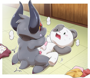 anal anal_penetration anthro anthro_on_anthro anthro_penetrated anthro_penetrating anthro_penetrating_anthro balls breath cape chibi clenched_teeth clothing duo from_front_position genitals lying male male/male male_penetrated male_penetrating male_penetrating_male missionary_position on_back open_mouth panting penetration penis raised_leg sex shirt simple_background teeth topwear vest young young_anthro young_male young_on_young ofuro bushiroad future_card_buddyfight mythology chibi_panda_(buddyfight) demon_lord_dragon_batzz bear dragon giant_panda mammal mythological_creature mythological_scalie scalie hi_res