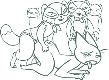 ahegao all_fours anal anal_penetration anthro balls bent_over blush butt clone digitigrade dildo doggystyle duo female female_penetrating female_penetrating_male from_behind_position genitals interspecies looking_pleasured lying male male/female male_penetrated narrowed_eyes object_in_ass on_front open_mouth pegging penetration penis scarf seductive sex sex_toy sex_toy_in_ass sex_toy_insertion simple_background strapon tongue tongue_out toying_partner white_background redout cartoon_network mao_mao:_heroes_of_pure_heart sheriff_mao_mao_mao tanya_keys canid canine domestic_cat felid feline felis mammal raccoon_dog tanuki digital_drawing_(artwork) digital_media_(artwork) line_art monochrome