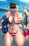 abs american_flag american_flag_bikini anthro athletic athletic_anthro athletic_female big_breasts big_tail bikini blonde_hair blue_sky breasts clothed clothing curvy_figure day detailed_background eyewear female fingers flag_bikini front_view glistening glistening_body glistening_scales hair hat headgear headwear long_tail looking_at_viewer magenta_body magenta_scales multicolored_body multicolored_scales navel outside pigtails scales sea side-tie_bikini skimpy skimpy_bikini sky smile solo spiked_tail spikes spikes_(anatomy) string_bikini sunglasses swimwear tail teeth thick_thighs two-piece_swimsuit two_tone_body two_tone_scales united_states_of_america voluptuous voluptuous_anthro voluptuous_female water white_body white_scales wide_hipped_anthro wide_hipped_female wide_hips deadassspider cavemanon_studios i_wani_hug_that_gator mia_moretti arthropod crustacean decapoda dinosaur fish hadrosaurid lobster malacostracan marine ornithischian ornithopod parasaurolophus prehistoric_species reptile scalie 2024 absurd_res artist_name digital_drawing_(artwork) digital_media_(artwork) hi_res watermark