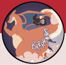 ambiguous_gender anthro clean_fart duo fart fart_cloud fart_fetish farting_on_another farting_on_face feral male male/male onomatopoeia pokeball sound_effects text white_fart_cloud passtheblast nintendo pokemon anonymous_character charizard generation_1_pokemon generation_8_pokemon nickit pokemon_(species) hi_res