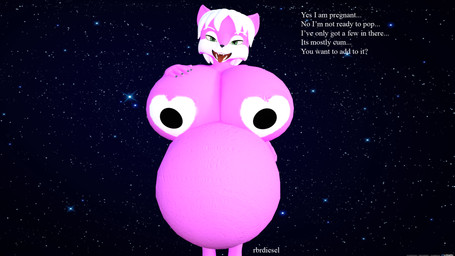 abstract_background anthro belly big_belly big_breasts black_nipples breasts dialogue female green_eyes hair huge_breasts hyper hyper_breasts hyper_pregnancy looking_at_viewer nipples pregnant solo talking_to_viewer text white_hair rbrdiesel yuni_hermit canid canine canis mammal wolf 16:9 3d_(artwork) digital_media_(artwork) english_text hi_res widescreen