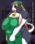 68_(artist) anthro big_breasts bovid bovine breasts cattle comic female holstein_friesian_cattle huge_breasts japanese_text mammal mature_anthro mature_female mind_control overweight overweight_anthro overweight_female solo tail text translated