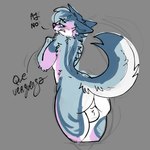 anthro balls femboy fur genitals male presenting solo text fedumedu_(artist) jesy canid canine fox mammal 1:1 spanish_text translated