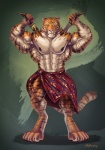 abs anthro areola armpit_hair big_muscles body_hair clothed clothing flexing huge_muscles hyper hyper_muscles kukri male muscular muscular_anthro muscular_male nipples partially_clothed raised_arm red_sarong sarong solo purrcules_(artist) felid mammal pantherine siberian_tiger tiger 2012