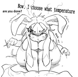 anthro biped breasts claws dialogue female finger_claws front_view looking_at_viewer nude pupils simple_background sitting solo text healingpit nintendo pokemon eeveelution generation_4_pokemon glaceon pokemon_(species) absurd_res hi_res monochrome