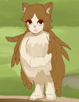 big_eyes claws feathered_wings feathers feet female feral solo split_hair talons toes wings daybreakfade meowl avian bird domestic_cat felid feline felis mammal owl absurd_res hi_res