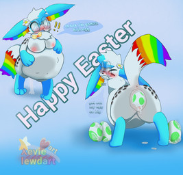 ass_up belly big_belly blush bodily_fluids cum cum_inside egg female feral genital_fluids huge_belly multicolored_tail oviposition pregnant pregnant_female pregnant_feral rainbow_tail solo tail vaginal_oviposition water_breaking xevie_eevee_(artist) nintendo pokemon fan_character xevie_eevewhite_(character) eevee generation_1_pokemon pokemon_(species) absurd_res hi_res